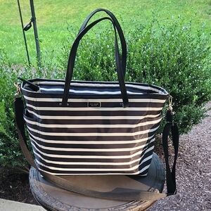 Kate Spade Black and White Striped Tote Or Diaper Bag NWOT